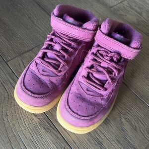 Nike Air Force 1 Mid Shoes Burgundy Bordeaux Suede Youth Sneakers Size 10C